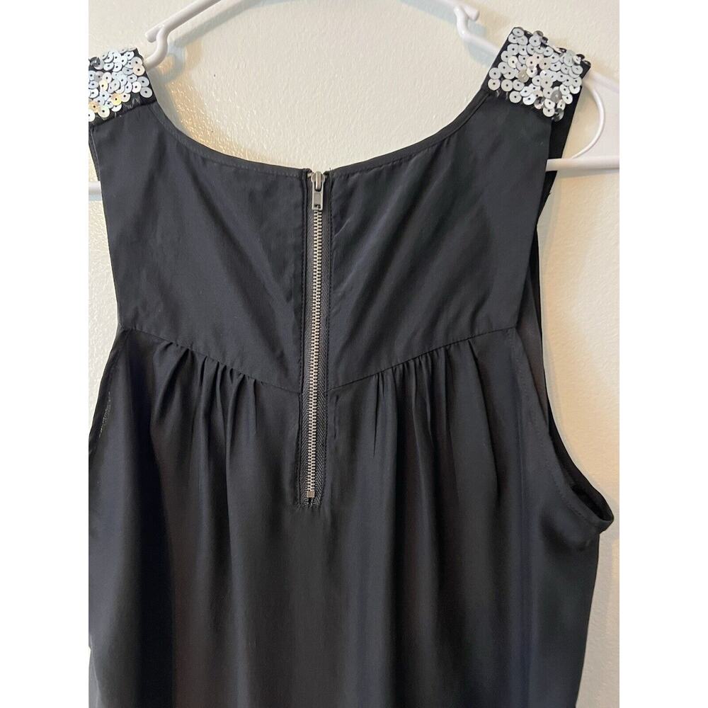 WALTER Women's Sz 2‎ 100% Silk Black Sleeveless Top Sequence Party Old Money - Picture 9 of 12